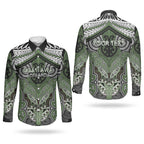 Aotearoa Iwi Ngati Awa Personalised Couples Matching Short Sleeve Bodycon Dress and Long Sleeve Button Shirt Maori Kowhaiwhai Pattern