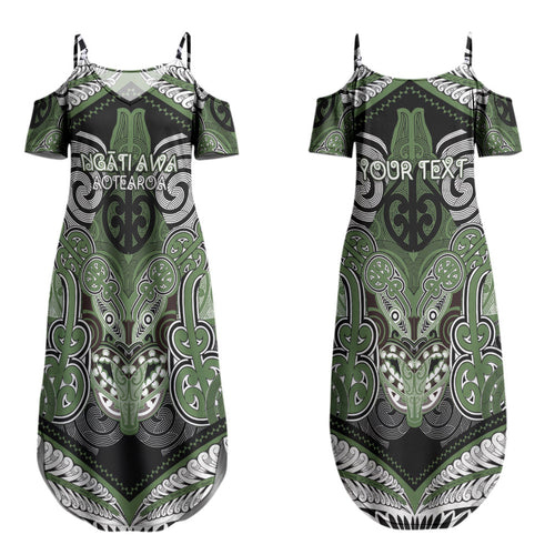 Aotearoa Iwi Ngati Awa Personalised Couples Matching Summer Maxi Dress and Hawaiian Shirt Maori Kowhaiwhai Pattern