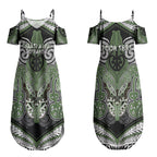 Aotearoa Iwi Ngati Awa Personalised Couples Matching Summer Maxi Dress and Long Sleeve Button Shirt Maori Kowhaiwhai Pattern
