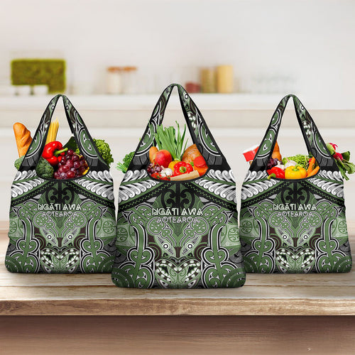 Aotearoa Iwi Ngati Awa Grocery Bag Maori Kowhaiwhai Pattern