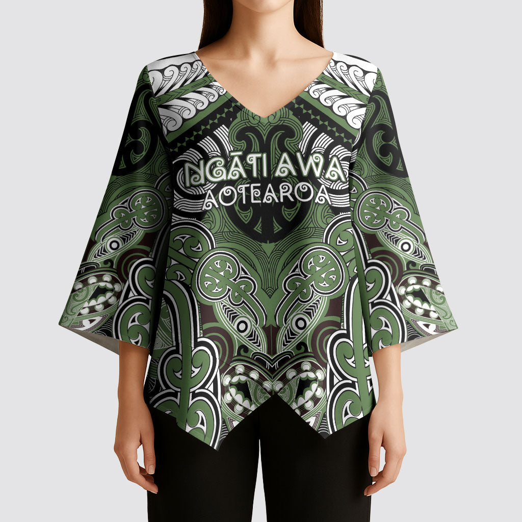 Aotearoa Iwi Ngati Awa Personalised Kimono Sleeve Blouse Maori Kowhaiwhai Pattern