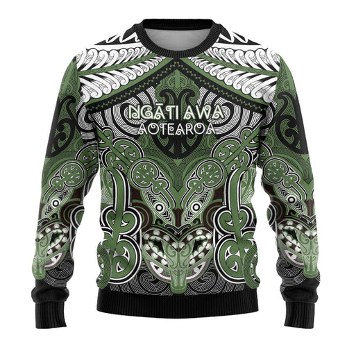 Aotearoa Iwi Ngati Awa Personalised Ugly Christmas Sweater Maori Kowhaiwhai Pattern