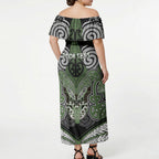 Aotearoa Iwi Ngati Awa Personalised Off Shoulder Maxi Dress Maori Kowhaiwhai Pattern