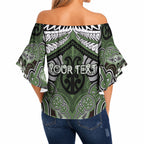Aotearoa Iwi Ngati Awa Personalised Off Shoulder Wrap Waist Top Maori Kowhaiwhai Pattern