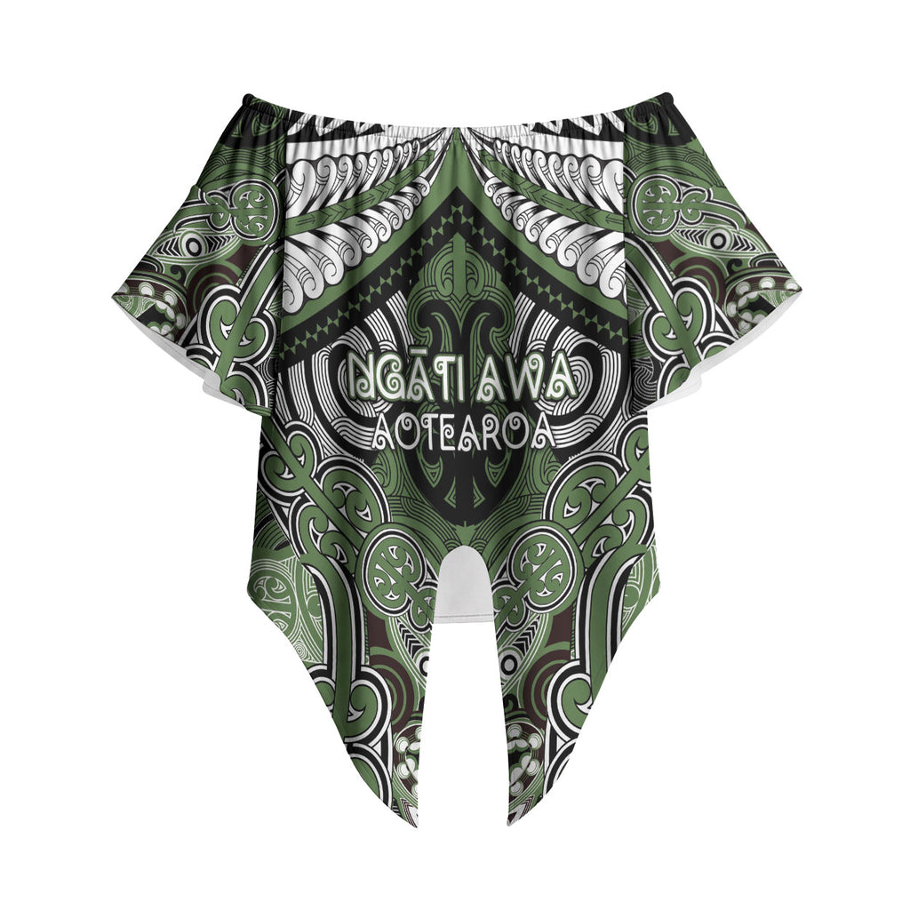 Aotearoa Iwi Ngati Awa Personalised Off Shoulder Wrap Waist Top Maori Kowhaiwhai Pattern