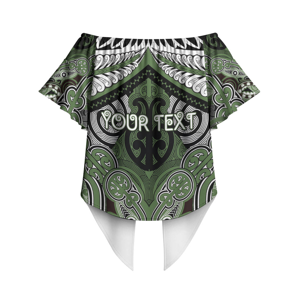 Aotearoa Iwi Ngati Awa Personalised Off Shoulder Wrap Waist Top Maori Kowhaiwhai Pattern