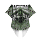 Aotearoa Iwi Ngati Awa Personalised Off Shoulder Wrap Waist Top Maori Kowhaiwhai Pattern