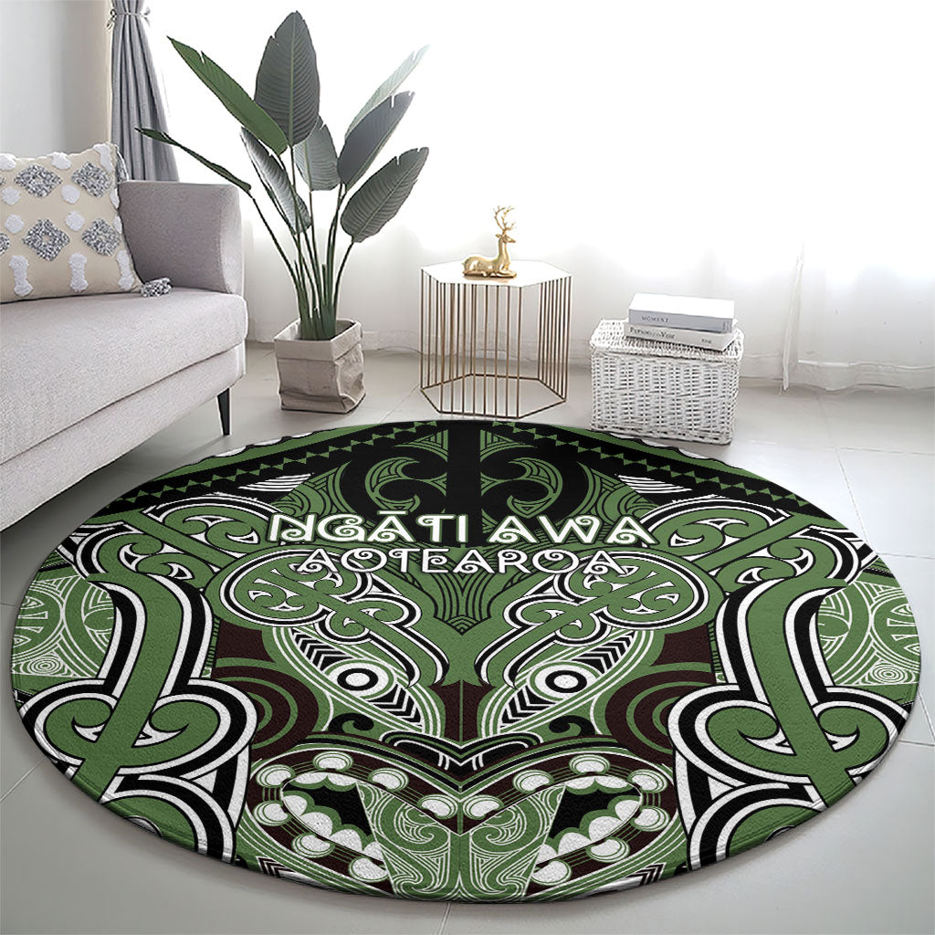 Aotearoa Iwi Ngati Awa Round Carpet Maori Kowhaiwhai Pattern