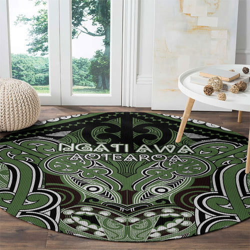 Aotearoa Iwi Ngati Awa Round Carpet Maori Kowhaiwhai Pattern