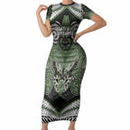 Aotearoa Iwi Ngati Awa Personalised Short Sleeve Bodycon Dress Maori Kowhaiwhai Pattern