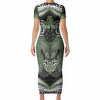 Aotearoa Iwi Ngati Awa Personalised Short Sleeve Bodycon Dress Maori Kowhaiwhai Pattern