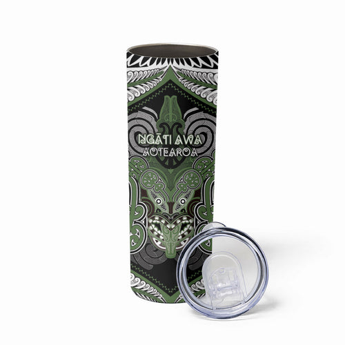 Aotearoa Iwi Ngati Awa Personalised Skinny Tumbler Maori Kowhaiwhai Pattern