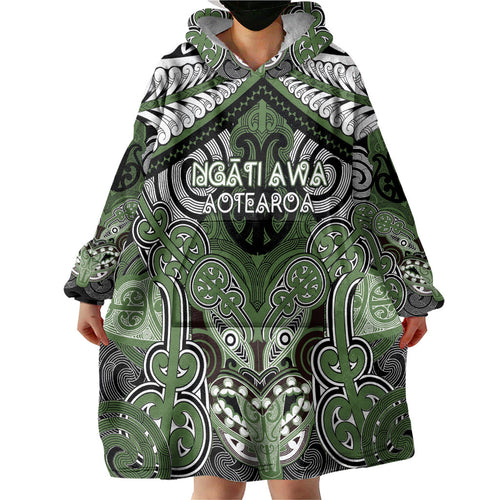 Aotearoa Iwi Ngati Awa Personalised Wearable Blanket Hoodie Maori Kowhaiwhai Pattern