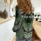 Aotearoa Iwi Ngati Awa Personalised Women Casual Shirt Maori Kowhaiwhai Pattern