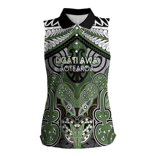 Aotearoa Iwi Ngati Awa Personalised Women Sleeveless Polo Shirt Maori Kowhaiwhai Pattern