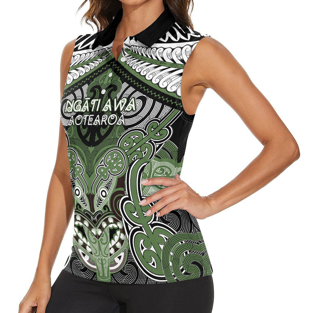 Aotearoa Iwi Ngati Awa Personalised Women Sleeveless Polo Shirt Maori Kowhaiwhai Pattern