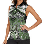 Aotearoa Iwi Ngati Awa Personalised Women Sleeveless Polo Shirt Maori Kowhaiwhai Pattern