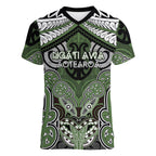Aotearoa Iwi Ngati Awa Personalised Women V-Neck T-Shirt Maori Kowhaiwhai Pattern
