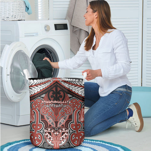 Aotearoa Iwi Rongowhakaata Laundry Basket Maori Kowhaiwhai Pattern