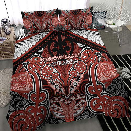 Aotearoa Iwi Rongowhakaata Bedding Set Maori Kowhaiwhai Pattern