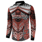 Aotearoa Iwi Rongowhakaata Personalised Button Sweatshirt Maori Kowhaiwhai Pattern