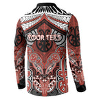 Aotearoa Iwi Rongowhakaata Personalised Button Sweatshirt Maori Kowhaiwhai Pattern