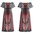 Aotearoa Iwi Rongowhakaata Personalised Couples Matching Off Shoulder Maxi Dress and Hawaiian Shirt Maori Kowhaiwhai Pattern