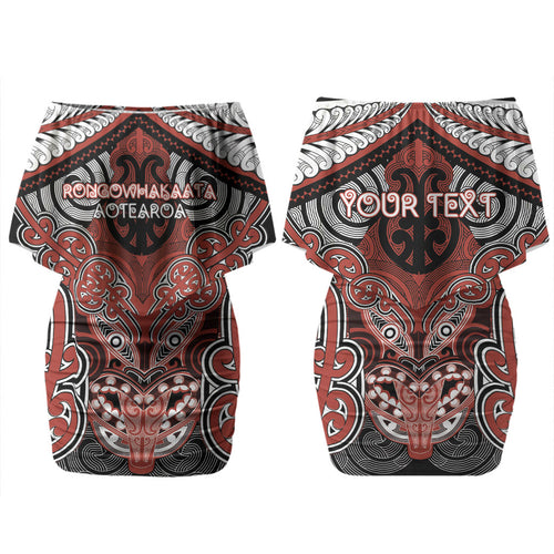 Aotearoa Iwi Rongowhakaata Personalised Couples Matching Off Shoulder Short Dress and Hawaiian Shirt Maori Kowhaiwhai Pattern