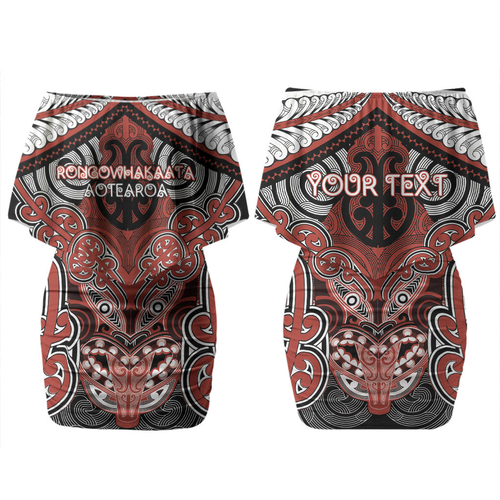 Aotearoa Iwi Rongowhakaata Personalised Couples Matching Off Shoulder Short Dress and Long Sleeve Button Shirt Maori Kowhaiwhai Pattern