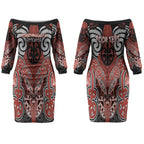 Aotearoa Iwi Rongowhakaata Personalised Couples Matching Off The Shoulder Long Sleeve Dress and Long Sleeve Button Shirt Maori Kowhaiwhai Pattern
