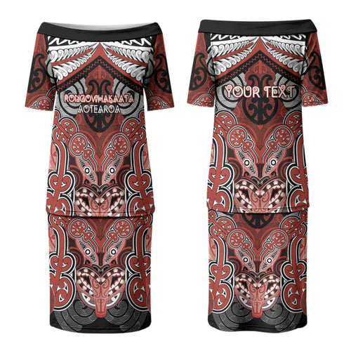 Aotearoa Iwi Rongowhakaata Personalised Couples Matching Puletasi and Hawaiian Shirt Maori Kowhaiwhai Pattern