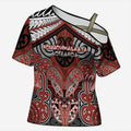 Aotearoa Iwi Rongowhakaata Personalised Cross Shoulder Shirt Maori Kowhaiwhai Pattern