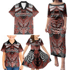 Aotearoa Iwi Rongowhakaata Personalised Family Matching Puletasi and Hawaiian Shirt Maori Kowhaiwhai Pattern