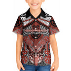 Aotearoa Iwi Rongowhakaata Personalised Kid Hawaiian Shirt Maori Kowhaiwhai Pattern