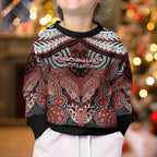 Aotearoa Iwi Rongowhakaata Personalised Kid Ugly Christmas Sweater Maori Kowhaiwhai Pattern