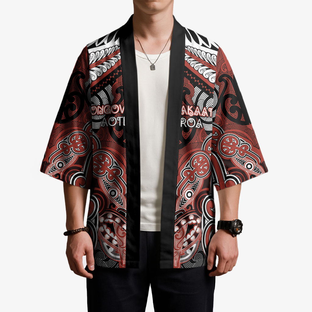 Aotearoa Iwi Rongowhakaata Personalised Kimono Maori Kowhaiwhai Pattern