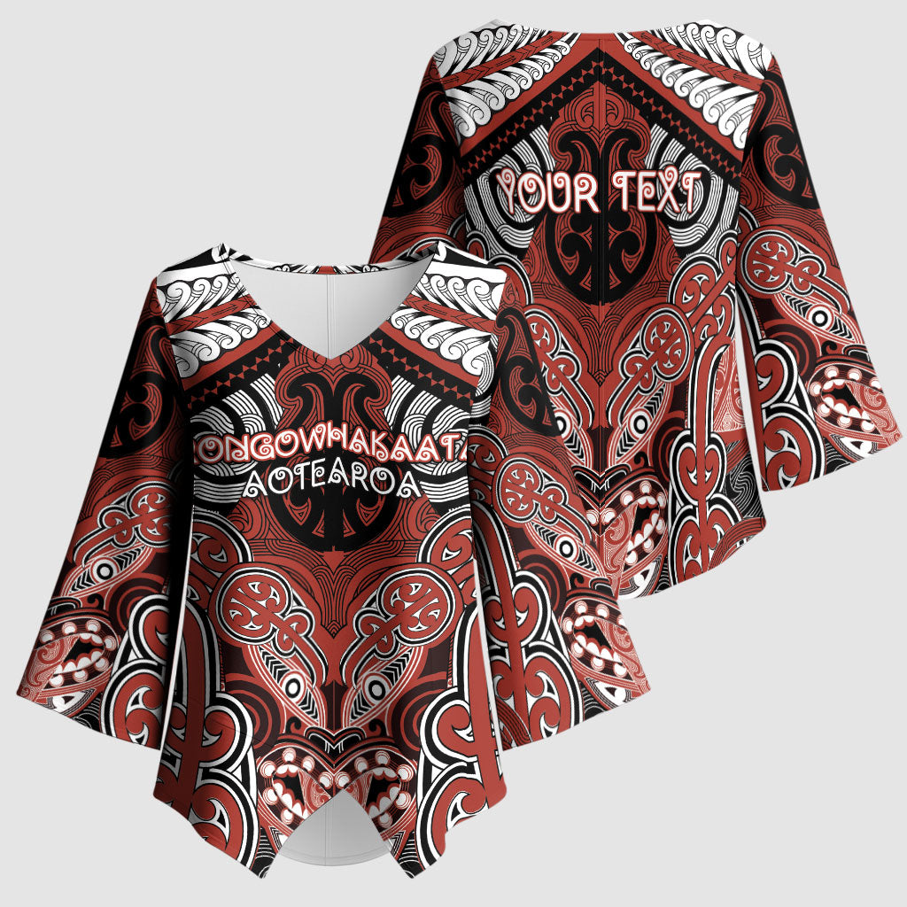 Aotearoa Iwi Rongowhakaata Personalised Kimono Sleeve Blouse Maori Kowhaiwhai Pattern