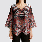 Aotearoa Iwi Rongowhakaata Personalised Kimono Sleeve Blouse Maori Kowhaiwhai Pattern