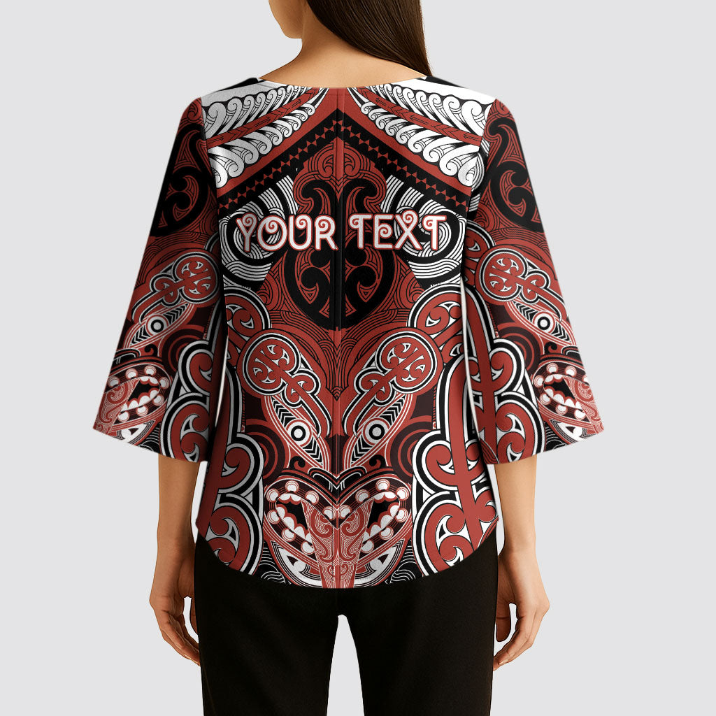Aotearoa Iwi Rongowhakaata Personalised Kimono Sleeve Blouse Maori Kowhaiwhai Pattern