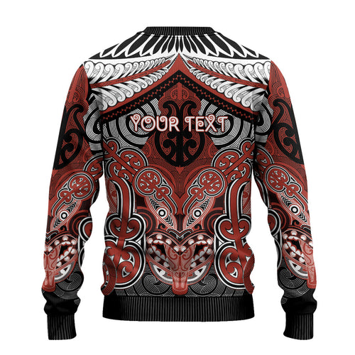 Aotearoa Iwi Rongowhakaata Personalised Ugly Christmas Sweater Maori Kowhaiwhai Pattern