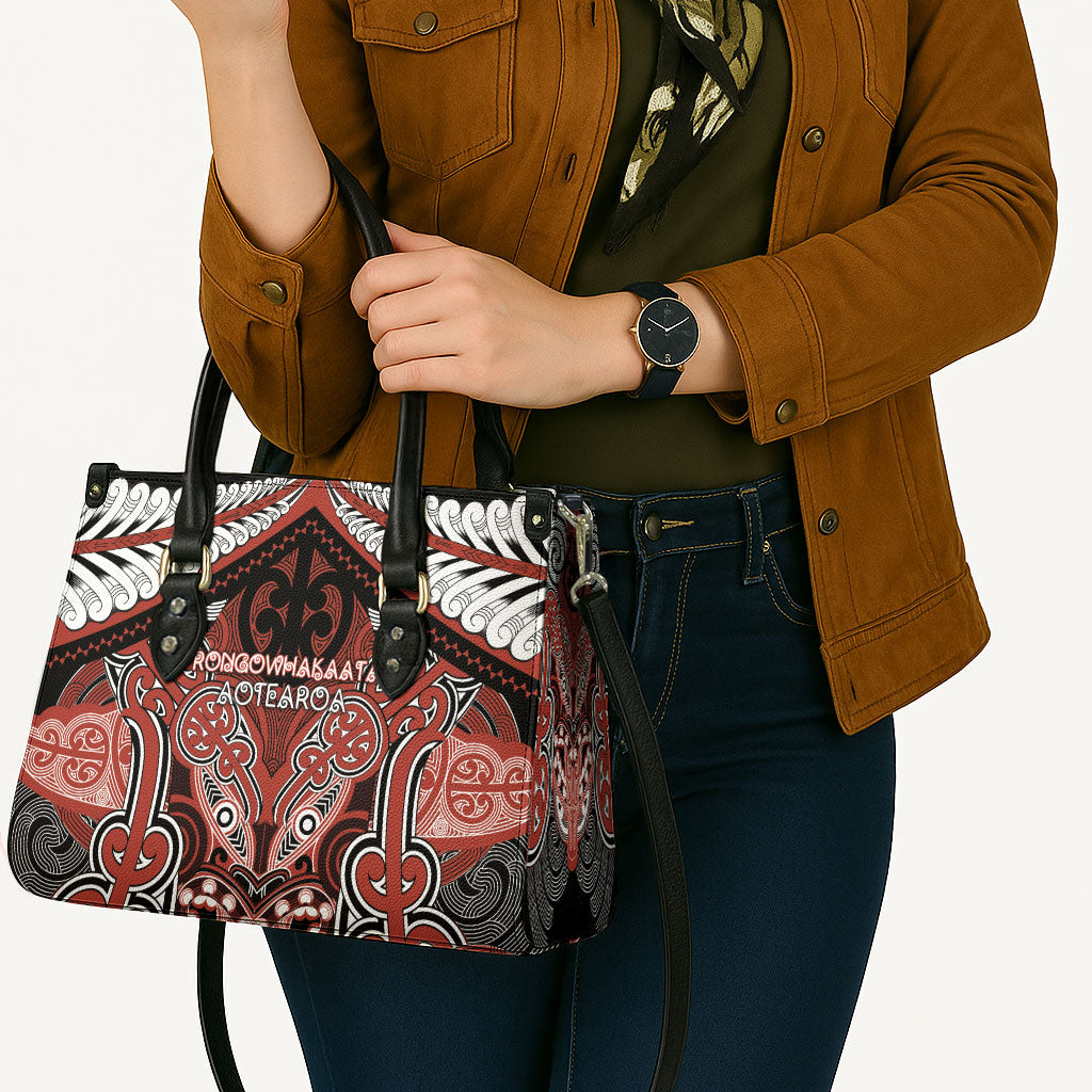 Aotearoa Iwi Rongowhakaata Leather Bag Maori Kowhaiwhai Pattern
