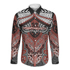 Aotearoa Iwi Rongowhakaata Personalised Long Sleeve Button Shirt Maori Kowhaiwhai Pattern