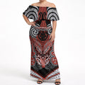 Aotearoa Iwi Rongowhakaata Personalised Off Shoulder Maxi Dress Maori Kowhaiwhai Pattern