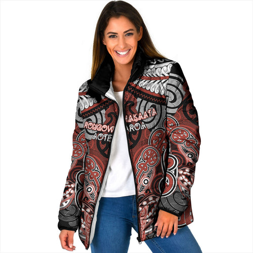 Aotearoa Iwi Rongowhakaata Personalised Padded Jacket Maori Kowhaiwhai Pattern