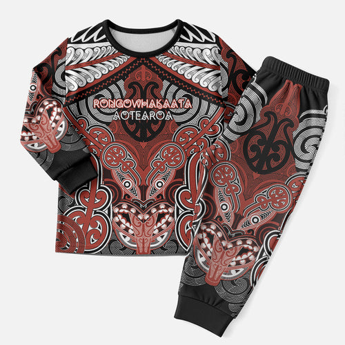 Aotearoa Iwi Rongowhakaata Personalised Christmas Pajama Set Maori Kowhaiwhai Pattern