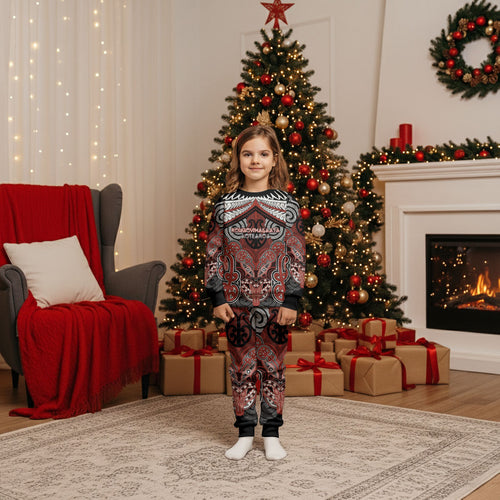 Aotearoa Iwi Rongowhakaata Personalised Christmas Pajama Set Maori Kowhaiwhai Pattern