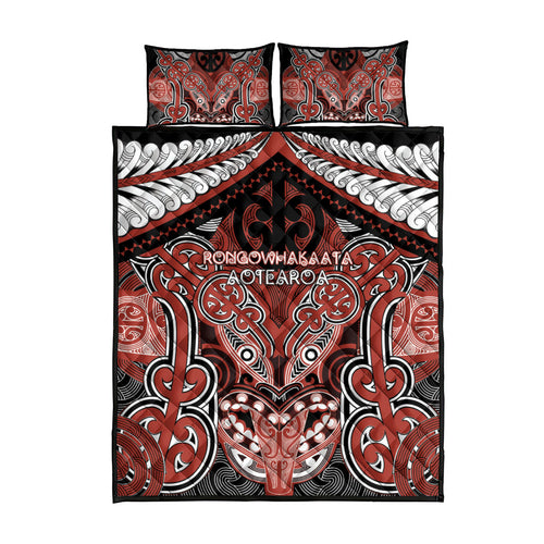 Aotearoa Iwi Rongowhakaata Quilt Bed Set Maori Kowhaiwhai Pattern