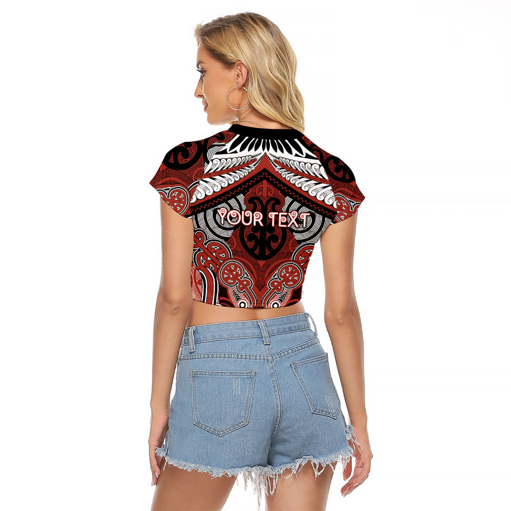 Aotearoa Iwi Rongowhakaata Personalised Raglan Cropped T Shirt Maori Kowhaiwhai Pattern