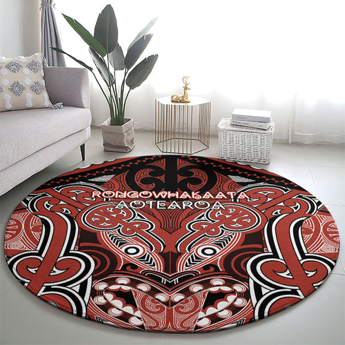 Aotearoa Iwi Rongowhakaata Round Carpet Maori Kowhaiwhai Pattern