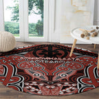 Aotearoa Iwi Rongowhakaata Round Carpet Maori Kowhaiwhai Pattern
